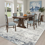 Soalmost 6x9 Area Rug for Living Room Washable Rugs Non-Slip Blue/Ivory | - Image 4