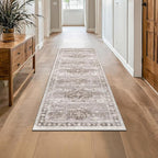 Boho 2x7 Long Runner, Neutral Farmhouse Hallway Rug, Small Throw Runners by HazoHaus