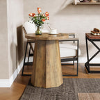 Tribesigns Round Pedestal End Table, Farmhouse Couch Side Table with Octagonal Base, Nightstand Accent Wooden Drink Stand (1, Rustic Brown)