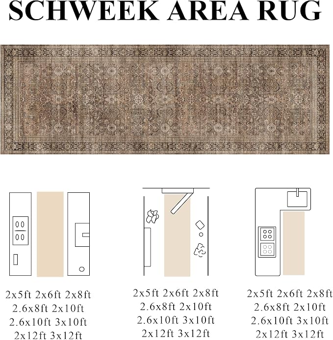 Schweek 2.6x10 Runner Rug Washable Non-Slip Hallway Rugs - Image 2