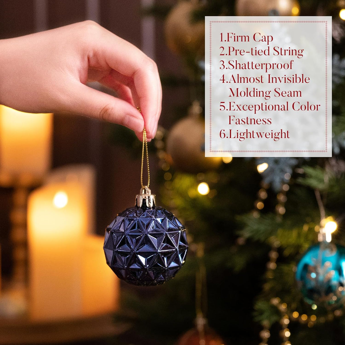 Valery Madelyn Christmas Tree Decorations Ornament Set for Fall Halloween, 50ct 2.36 Inches Blue and Gold Shatterproof Christmas Ball Ornaments Hanging Xmas Holiday Party Decor