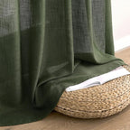 MIULEE Olive Green Linen Curtains 52x54 Inch Length 2 Panels - Image 7