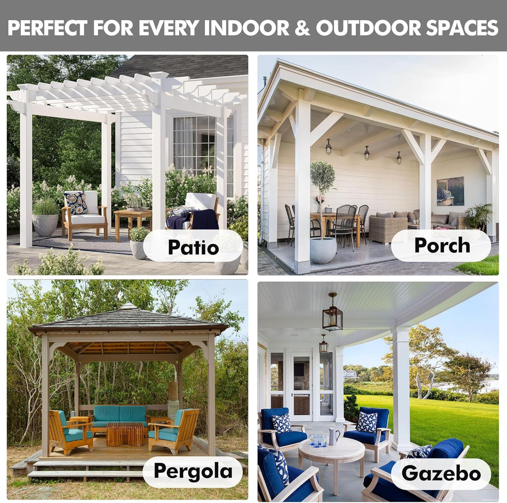 HolidayIdeas 4 Panels Linen Outdoor Curtains for Patio Waterproof White Curtains 84 Inch Length-Outside Curtains Weatherproof, Privacy for Pergola, Porch, Gazebo-54 Wide x 84" Long