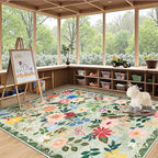 PLHXFR 6x9 Area Rug Living Room: Floral Washable Boho Soft Carpet Green | - Image 5