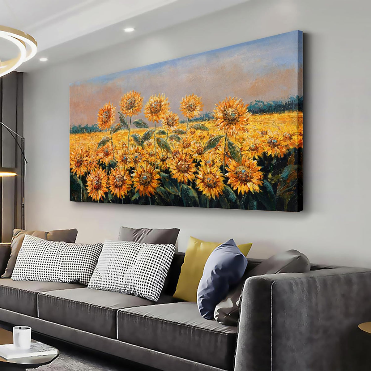 Yuaxker Large Sunflower Wall Decor Yellow Aesthetic Floral Canvas Painting Unique Flower Printed Wall Art Artwork for Living Room Bedroom Dining Room Office Home Decor 30x60inch