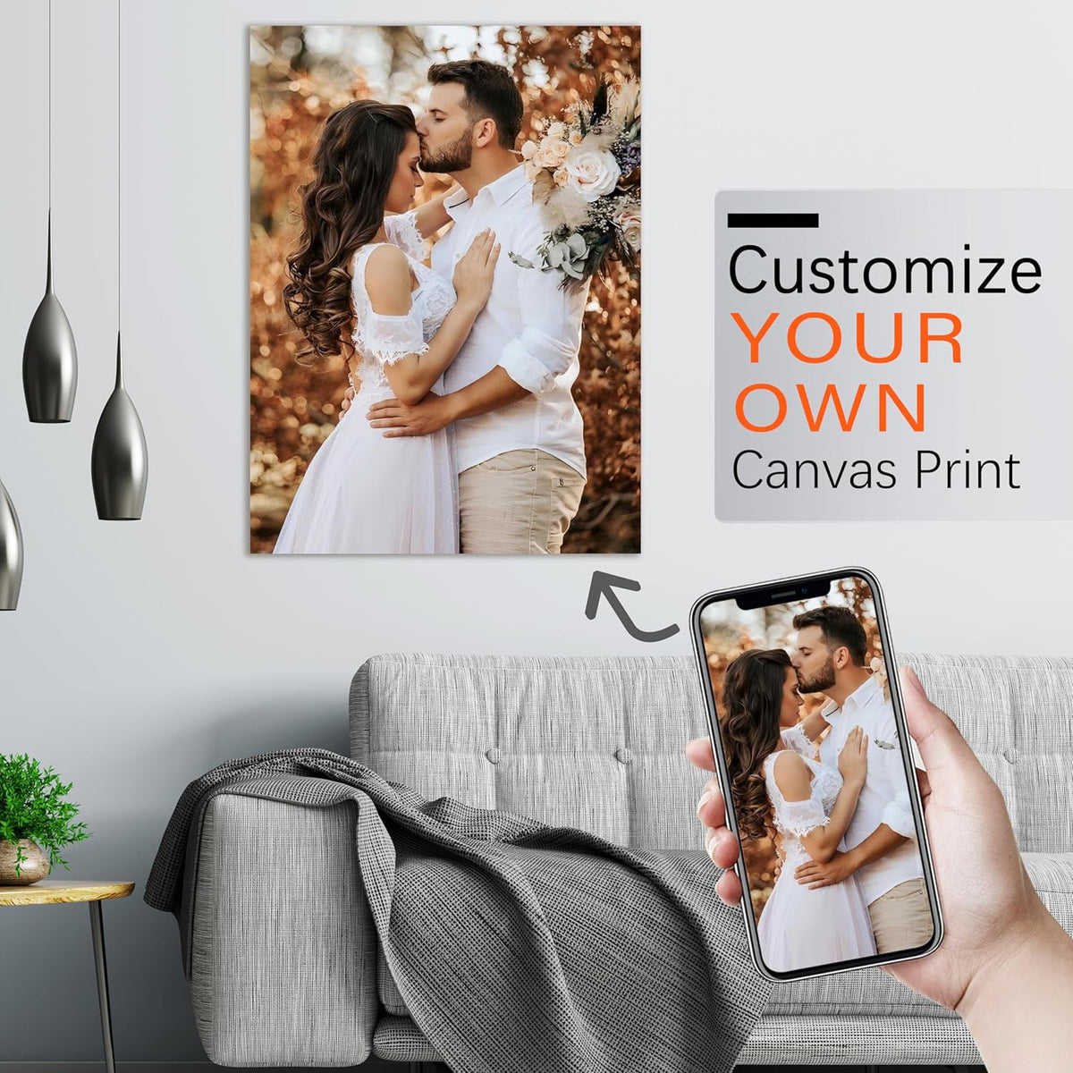 YUNART Ship Next Day - Custom Canvas Prints with Your Photos, Personalized Canvas with Pictures Print for Wall Art Bedroom, Customized Photo Gifts for Couple Men Women Mom Baby Dog Family - 8"x10"