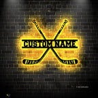 Hockey LED Wall Sign - Hockey Sticks Custom Name Light Up Wall Art, 16-Color LED with Remote Control, Hockey Decor for Bedroom, Locker Room, Fan Gift