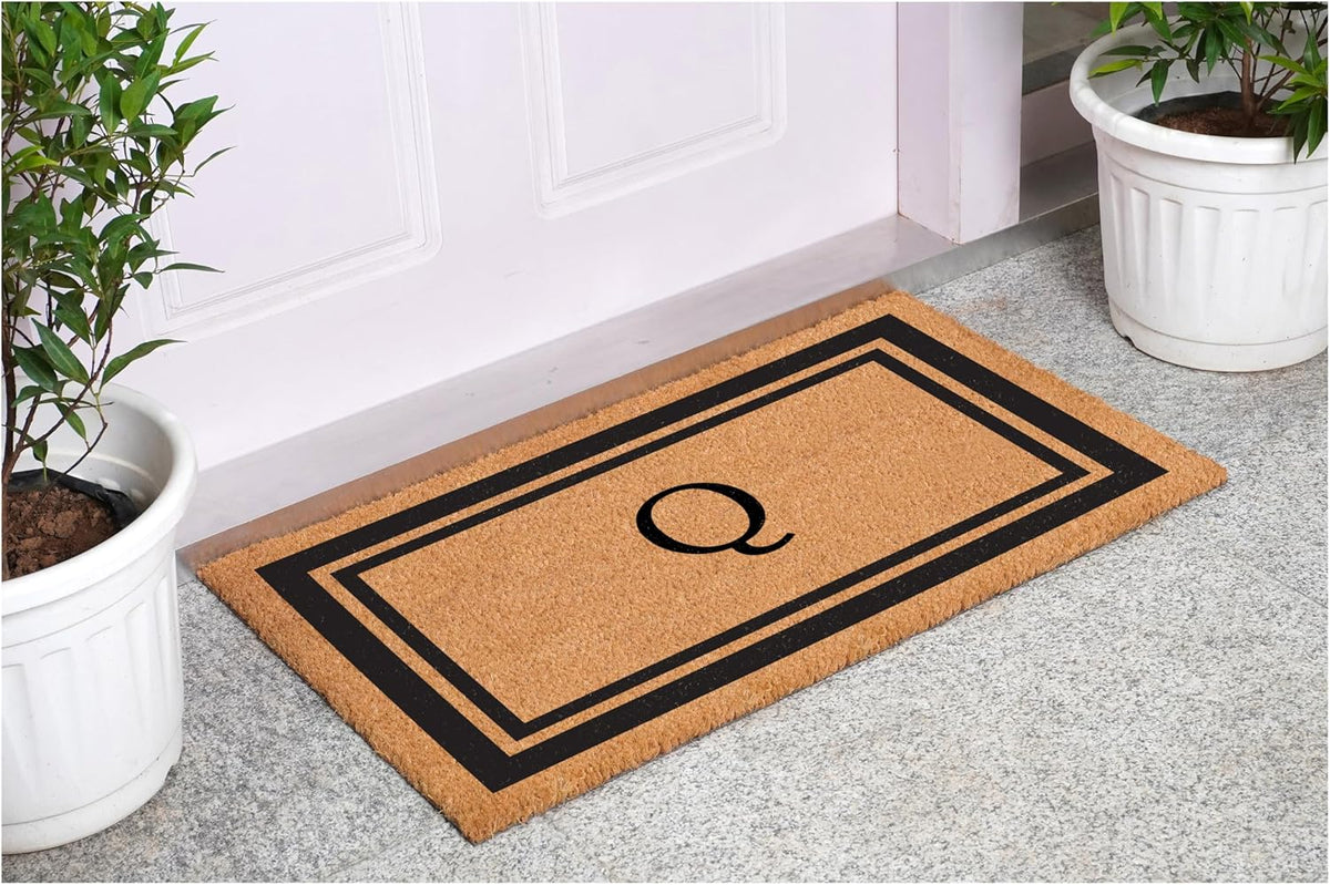 Calloway Mills 152963048Q Black Border 30" x 48" Monogram Doormat Letter (Q)