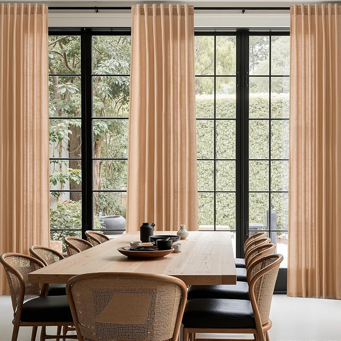 Camel Linen Curtains for Living Room Extra Long 112 Inches Long Back Tab Light - Image 8