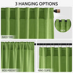 Lime Green Linen Blend Light Filtering Back Tab Curtains 108 Inches Long - Image 3