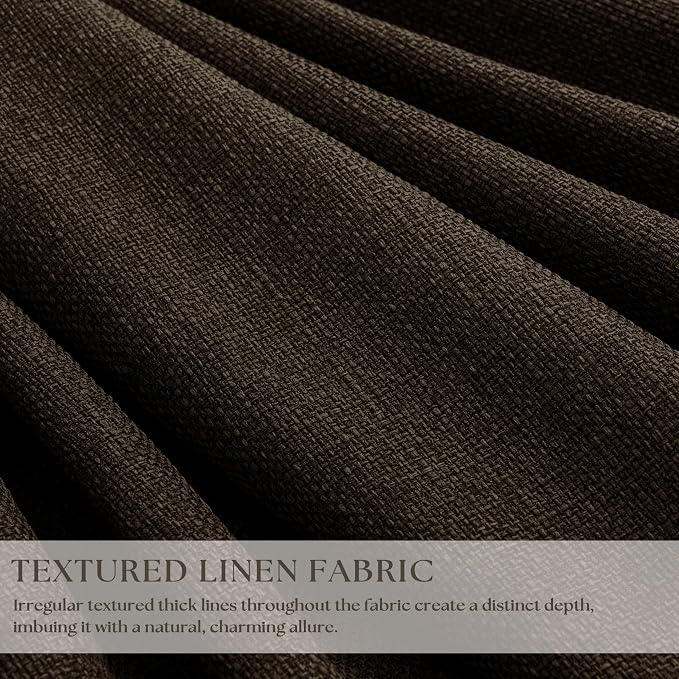 Chocolate Brown Pleated Linen Blackout Curtains 86 Inches Long | - Image 4