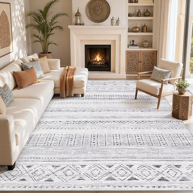 cotiled Washable Area Rugs Boho Living Room Rug Non Slip | Solve Modern Neutral - Image 8