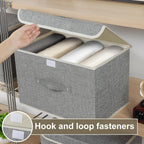 Fabric Storage Bins Cube Organizers with Flip-Top Lid and Handles,Storage Boxes for Organizing Home,Office,and Closet,Grey,3 Pack 15 x 9.8 x 9.8 in