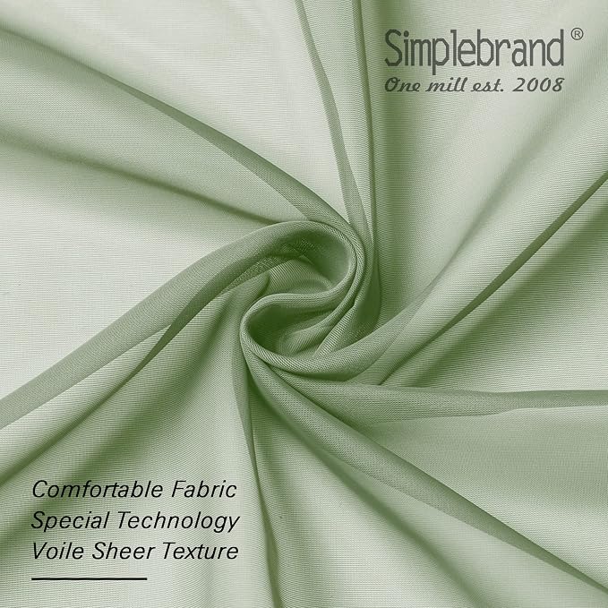 Simplebrand Sage Sheer Curtains 84 Inches Long, Light Filtering Rod Pocket - Image 7