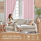 Pink 100% Blackout Linen Curtains 84 Inch - Image 2