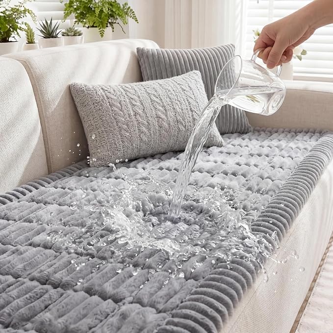 Fixwal Waterproof Flannel Dog Couch Cover, 27.6" x 59", Light Gray | Integrated by Fixwal