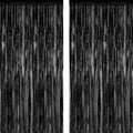 2 Pack 2025 Graduation Party Decorations, 3.28 FT x 7.05 FT Black Backdrop, Metallic Graduation Photo Backdrop Fringe Curtains Tinsel Backdrop Foil Streamer, Grad Party Supplies Photo Booth Props
