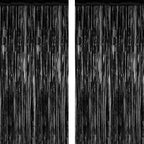 2 Pack 2025 Graduation Party Decorations, 3.28 FT x 7.05 FT Black Backdrop, Metallic Graduation Photo Backdrop Fringe Curtains Tinsel Backdrop Foil Streamer, Grad Party Supplies Photo Booth Props