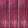3 Pack 3.3 x 8.2 ft Burgundy Foil Fringe Backdrop Curtains, Tinsel Streamers Party Decorations, Fringe Backdrop, Door Shimmer for Graduation, 70s, 80s, 90s Party