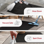 nuLOOM 5' x 8' Outdoor Area Rug, Casual Design With Striped Border, Stain Resistant, Highly Durable, For Patio, Balcony, Bedroom, Living Room, Dining Room, Bathroom, Black