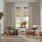 Linen Taupe Pinch Pleat Memory Shaped Light Filtering Curtains 96 Inch Long | - Image 2