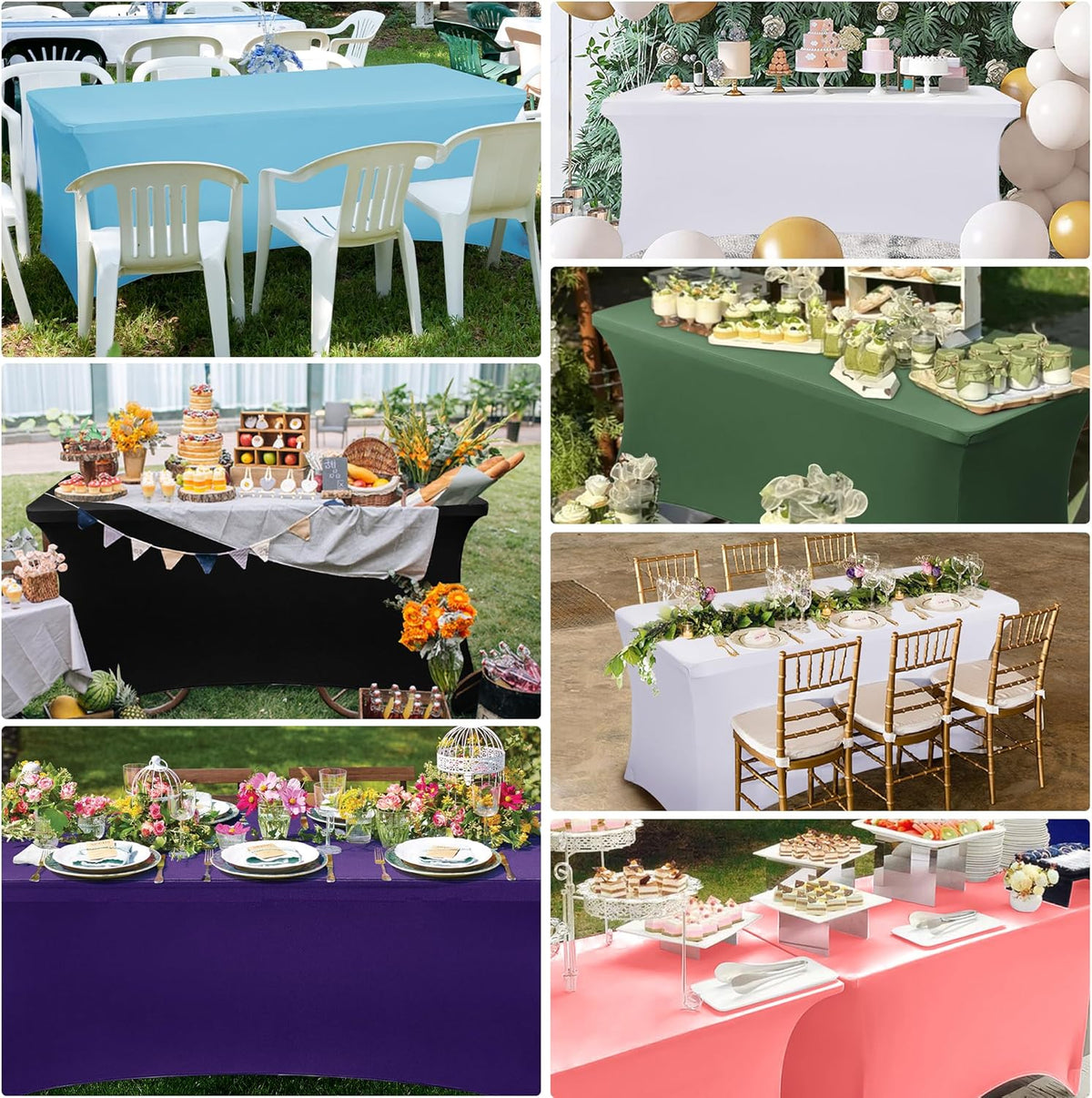 Obstal Spandex Table Cover 8ft Fitted Tablecloth Rectangular - Stretch Rectangle Folding Table Cloth for Birthday Party Wedding Banquet, Dark Red, 96L x 30W Inch