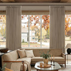 102 Inch Light Brown Thick Linen Pleated Semi Sheer Curtains - Image 9