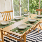 Demetex Cloth Placemats Green Set of 4 Vintage Textured Linen Place Mats Heat Resistant Plate Placemat for Kitchen Dinning Table, Green