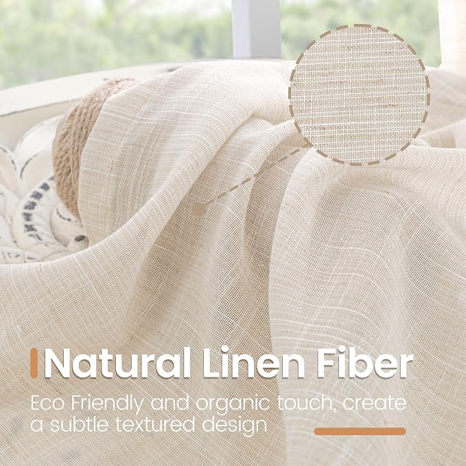 BGment 80 Inches Long Linen Semi Sheer Curtains - Image 3