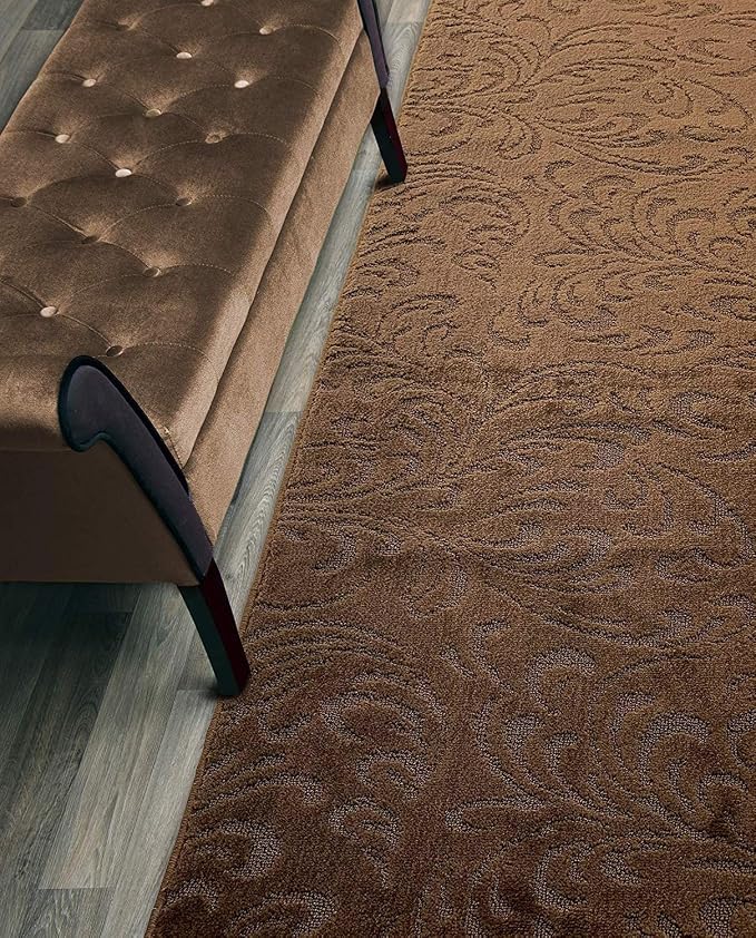 Custom Length Hallway Runner Rug, Slip Resistant, Floral Brown, 26 Inch X 18 by ORFAHOME