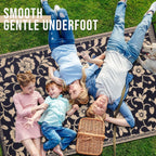 OLANLY Waterproof Outdoor Rug 6x9 ft, Outdoor Plastic Straw Rug with Flower Pattern, Reversible RV Mat for Patio, Camping, Balcony, Deck, Backyard, Black & Beige