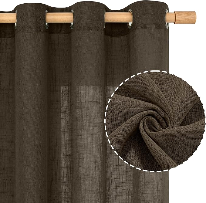 Dark Brown 72 inch Linen Curtains - Image 2
