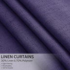 Purple Linen Blend Light Filtering Back Tab Curtains 108 Inches Long, Semi - Image 2