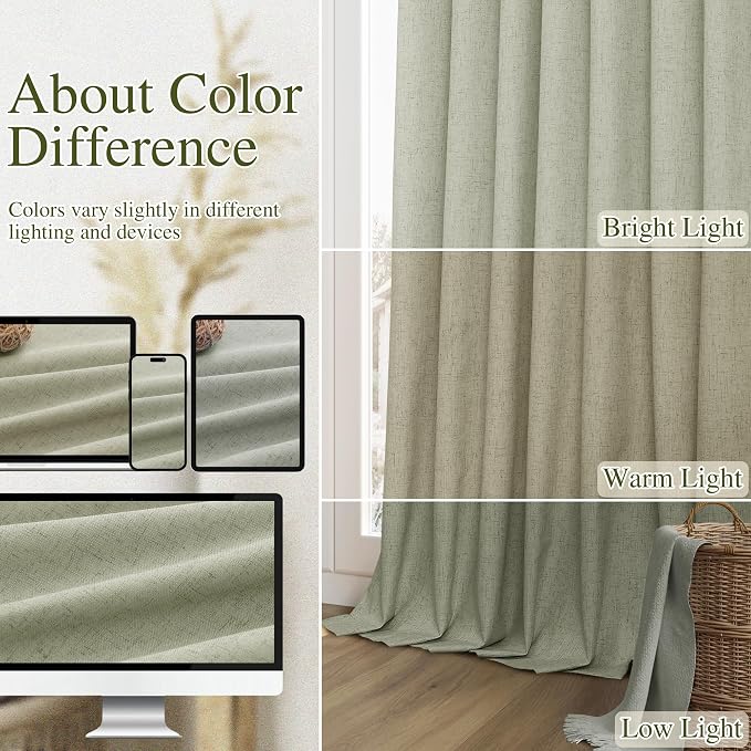 Sage Green 100% Blackout Curtains 126 Inch Length 2 Panels Set - Image 7
