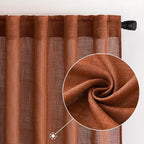 MIULEE Burnt Orange Fall Linen Curtains 52x96 Inch - Image 2
