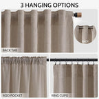 Ecru Curtains 90 Inches Long for Living Room Linen Blend Light Filtering Semi - Image 2