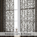 Furman Sheer Curtains Chocolate 24 Inch Length 2 Panels Set, Elegant Geometric - Image 6