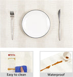 Faux Leather Hardboard Placemats, Set of 6 PU Table Mats, Easy to Clean, Heat & Stain Resistant for Office Conference Table, Dining Home Decor, White