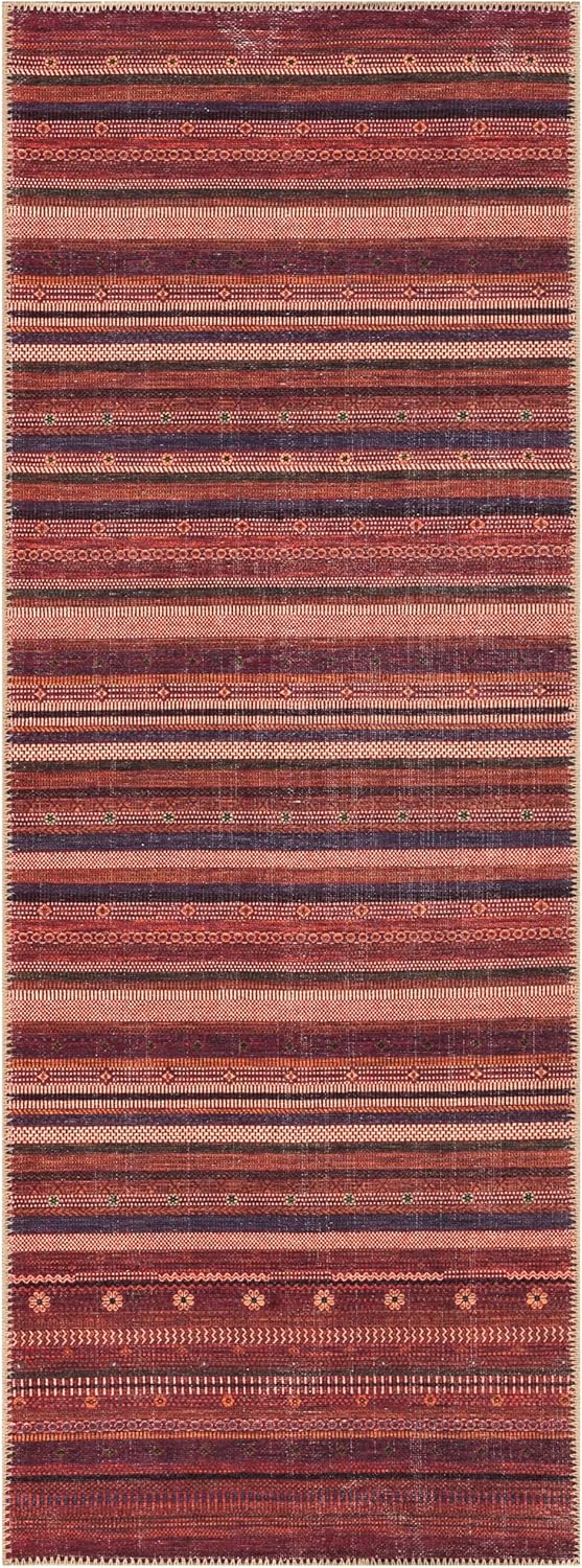 Keen Home Design 2x10 Rug - Machine Washable Runner with Non-Slip Backing, Ideal for Hallway, Entryway, Kitchen, Laundry Room - Vintage, Easy Clean, Durable, Low Pile Rug - (2'6" x 10')