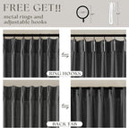 Charcoal Gray Linen Pinch Pleat Semi Sheer 120 Inch Curtains 2 Panels Set | - Image 5