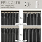 Dark Grey 80 Inch Pinch Pleated Linen Semi Sheer Curtains 2 Panel Set | - Image 5