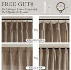 102 Inch Light Brown Thick Linen Pleated Semi Sheer Curtains - Image 3