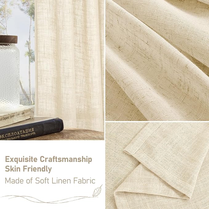 Linen Curtains 84 Inches Long for Living Room 2 Panels Set, Light Filtering - Image 6