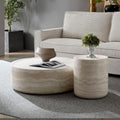 Coffee Table and Side Table Set, Round Faux Marble Coffee Table Set of 2 for Living Room, Luxury Circle End Table Modern Drum Center Tables for Apartment Office