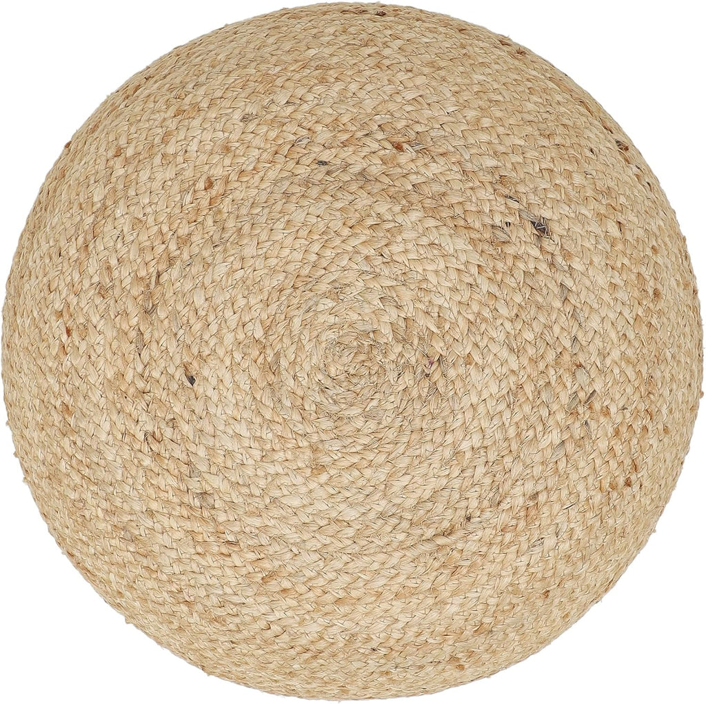 REDEARTH · Jute Circular Jute Pouf Ottoman - Braided Pouffe Accent Sitting Round Footrest for Living Room, Bedroom, Nursery, kidsroom, Patio, Gym; 100% Jute (19.5"x19.5"x14"; Jute Natural)