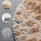 Round Rugs 6ft for Living Room Bedroom, Tie-Dye Beige Fluffy Circle Area Rug - Image 2