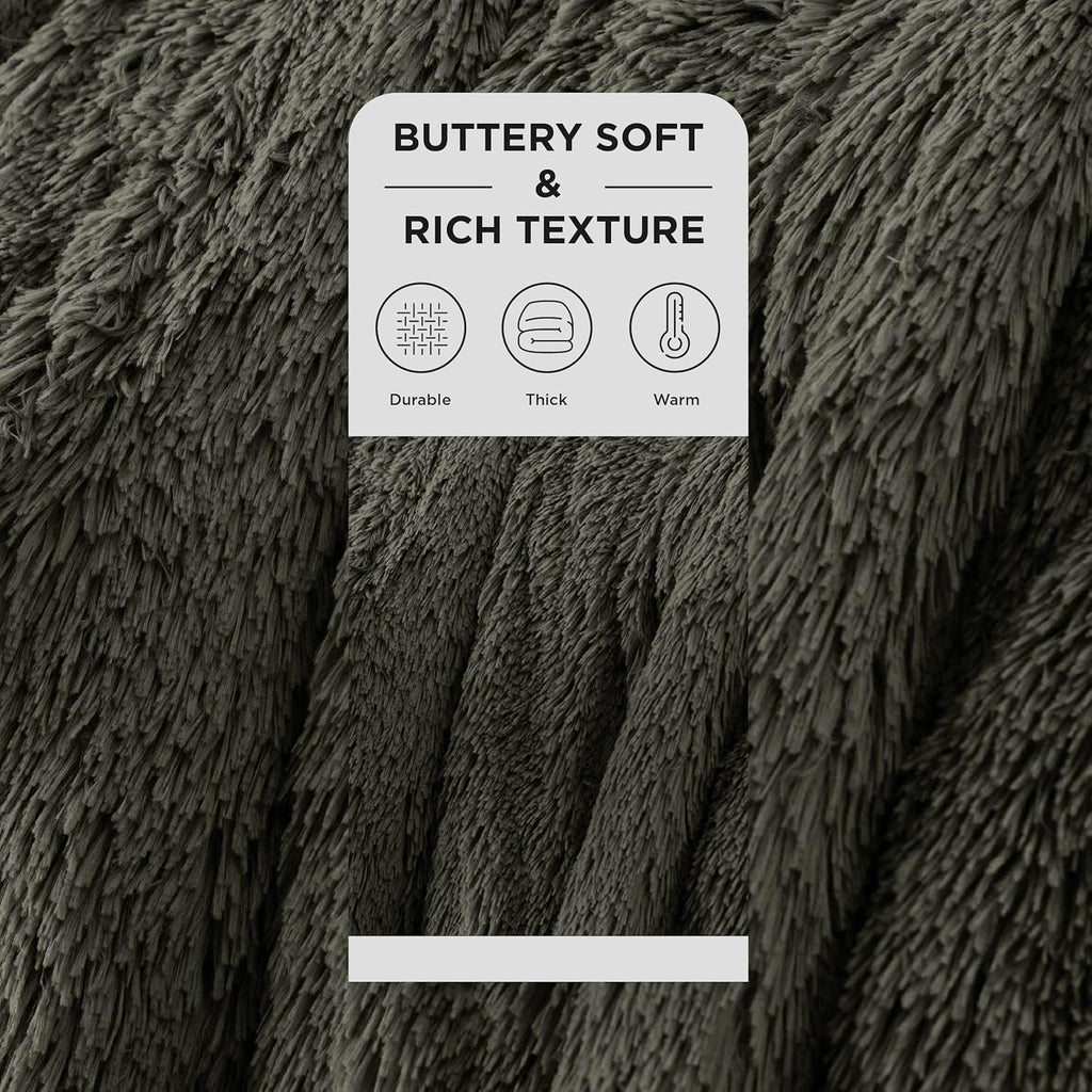 Bedsure GentleSoft Fluffy Olive Green Throw Blanket, Moss Green Decor Cozy Gifts for Women, Men, Soft Fleece Fuzzy Sherpa Plush Warm Thick Faux Fur Throw Blanket for Couch, House, 50x60