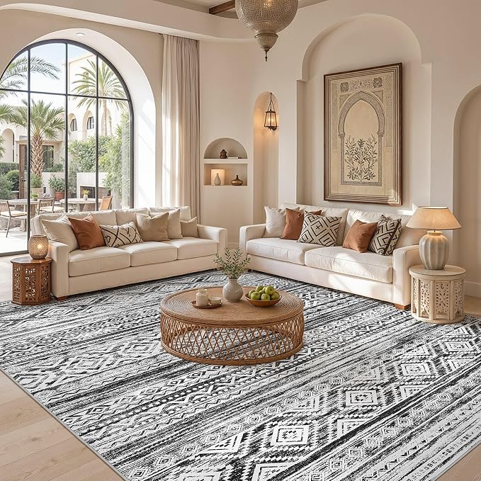 cotiled Boho 7x10 Area Rug for Living Room: Large Moroccan Washable Rug | Solve - Image 4