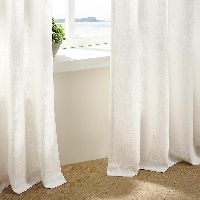 Natural Pinch Pleated Linen 96 Inch Curtains 100 Inch Width | Memory Trained - Image 6