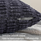 Pack of 2 Corduroy Decorative Throw Pillow Covers 12x20 Inch, Dark Grey | Fall - Image 3